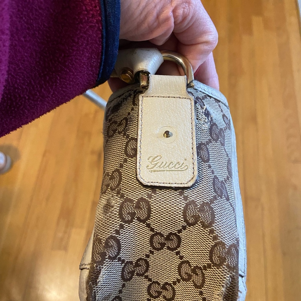 Authentic Gucci Beige and Brown Monogram Shoulder Bag - Picture 7 of 8